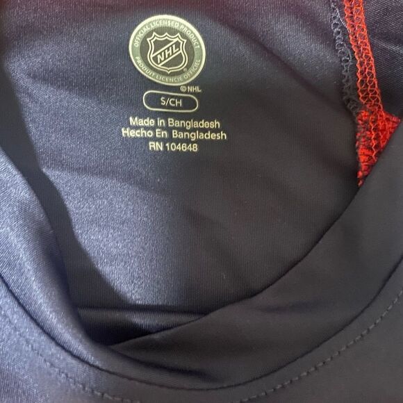 NHL  Mens Columbus Blue Jackets Dri Fit Navy Blue Long Sleeve Shirt Size Small - Picture 3 of 4